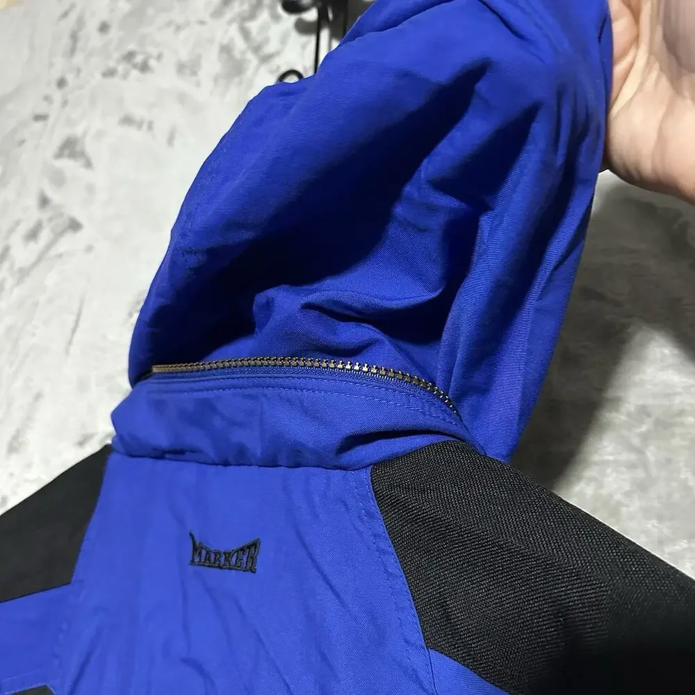 Vintage Marker Ski Jacket Mens Size XL Black Anorak Outdoors Pullover 90s W Hood